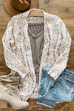 White Multicolor Dotted Rib Knit Long Sleeve Cardigan