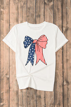 White American Flag Bow Knot Print Slim Fit Crewneck Tee