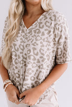 Brown Leopard Print V Neck Plus Size T Shirt