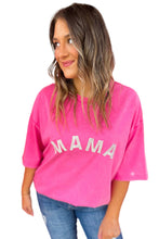 Camiseta con estampado MAMA de diamantes de imitación 