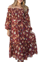 Ruby Frilled Shirred Knotted High Waist Floral Dress