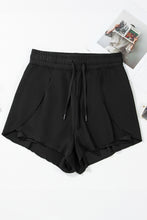 Black High Waisted Drawstring 2-in-1 Side Pocket Color Block Bikini Shorts