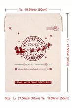 White Christmas Santa Claus Elk Letter Print Drawstring Gift Sack Bag