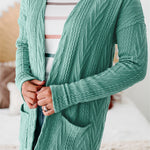 Canton  Solid Textured Open Front Cardigan with Pocket