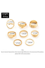 Gold 8pcs Plated Minimalism Alloy Rings Set