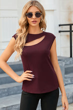 Slash Cutout Cap Sleeve T Shirt