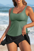 Mist Green Scoop Neck Adjustable Tankini and Matching Skort Bathing Suit