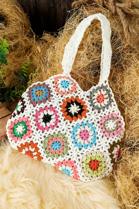 White Random Boho Floral Crochet Retro Hollowed Bag