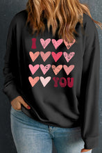 Black Valentines I Love You Heart Printed Plus Size Sweatshirt