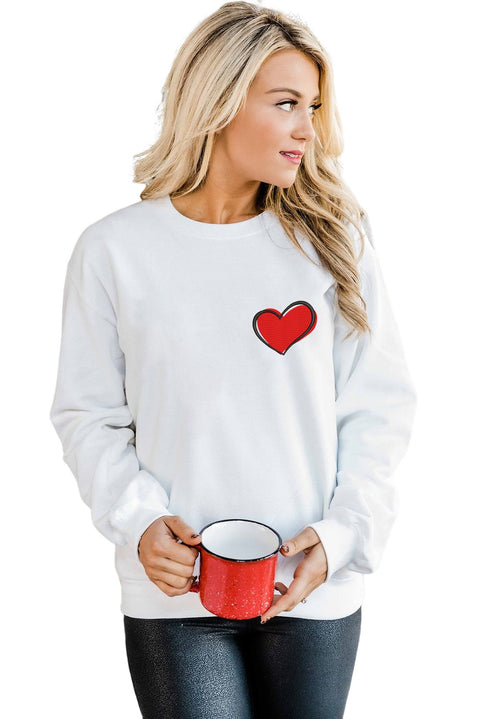 Heart Shaped Embroidered Pullover Sweatshirt