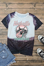 Black Nashville Music City TENNESS Graphic Bleached T Shirt