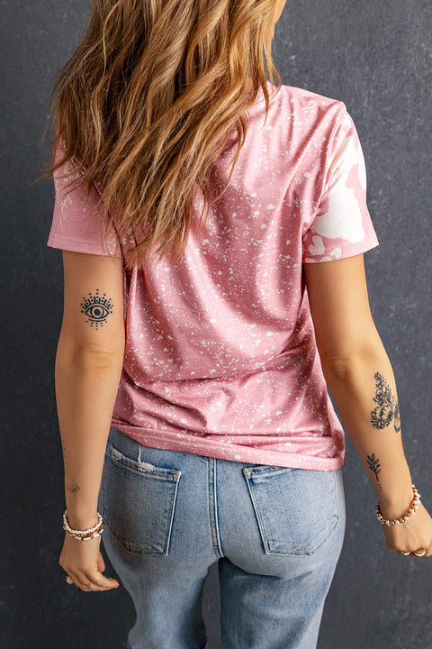 Love Always Heart Leopard Bleached Print Graphic T Shirt