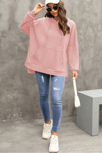 Light Pink Waffle Knit Fleece Lined High Low Oversized Hoodie