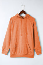 Orange Mineral Wash Kangaroo Pocket Drawstring Pullover Hoodie