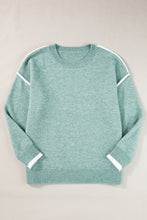 Moonlight Jade Colorblock Contrasting Edge Crewneck Sweater