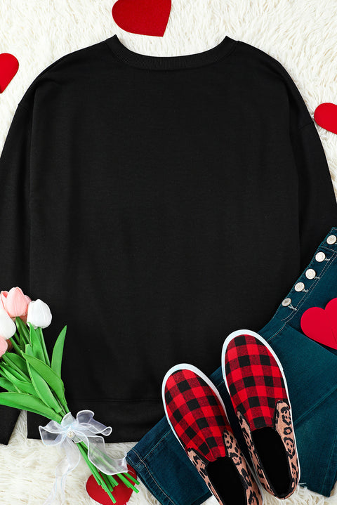 Heart Shaped Embroidered Pullover Sweatshirt