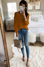 Brown Long Sleeve Cutout Shoulder Relaxed Sweater