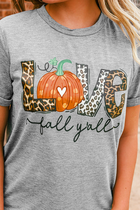 Love Fall Y'all Pumkin Leopard T Shirt