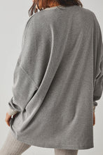 Gray Thermal Pullover Loose Sweatshirt