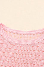 Knitted Eyelets Round Neck Long Sleeve Top