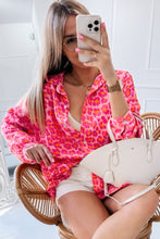 Rose Leopard Printed Button Up Loose Shirt