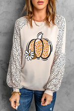 Khaki Leopard Raglan Long Sleeve Floral Pumpkin Graphic Top