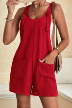 Adjustable Straps Pocketed Textured Romper