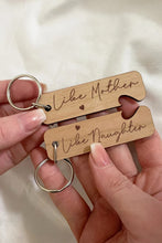 Light French Beige Like Mother Like Daughter Wooden Pendent Key Ring