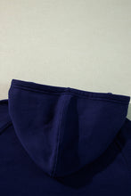 Navy Blue Solid Color Fleece Lined Zip up Hoodie