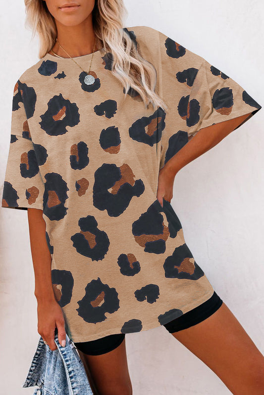 Camiseta holgada con estampado de leopardo Boyfriend 