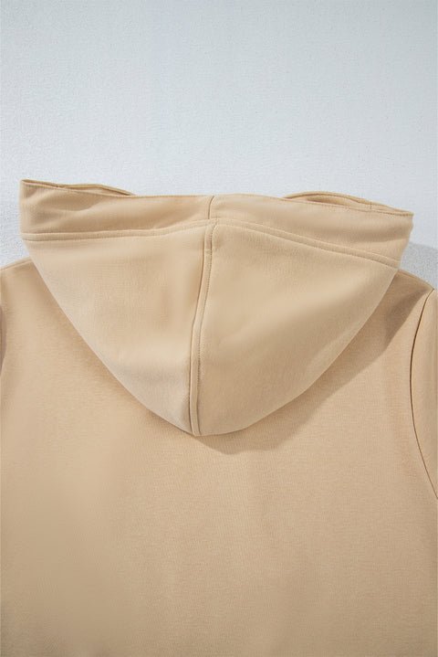 Parchment Zipped Pocket Cozy Drawstring Hoodie