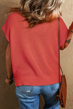 Flamingo Solid Textured Knitted Notch V Neck Sweater T Shirt