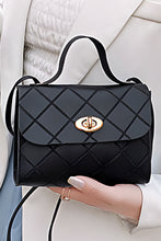 Black PU Leather Diamond Pattern Messenger Bag