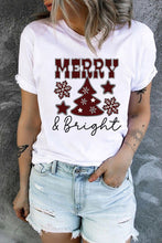 White MERRY and Bright Plaid Print Christmas Crewneck T Shirt