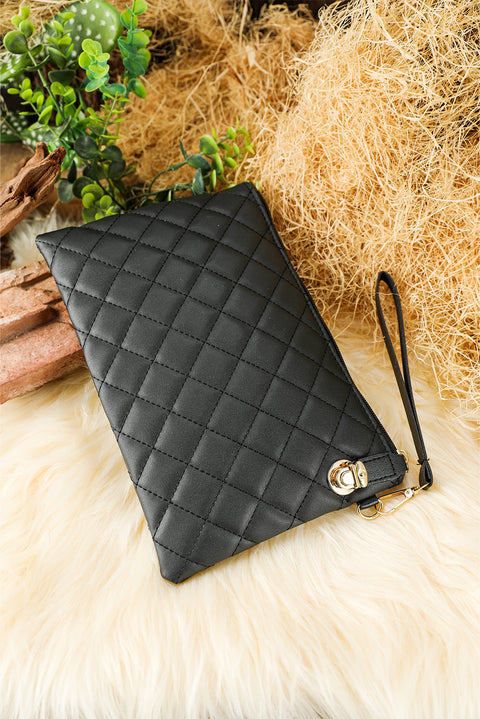 Black Quilted Leather Wallet Bag