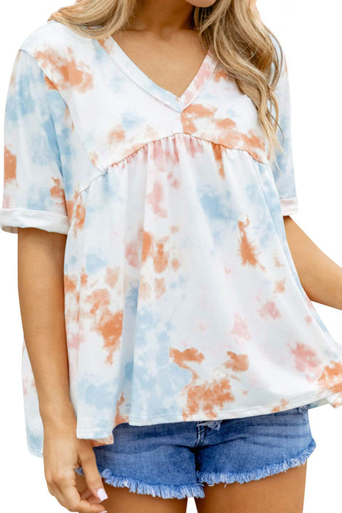 Top fluido de manga corta Tie Dye