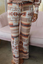 Multicolour Aztec Print Puff Sleeve Pullover and Pants Lounge Outfit