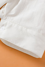 White Solid Puff Short Sleeve Shirt