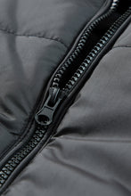 Black Zip Up Drawstring Hem Puffer Coat