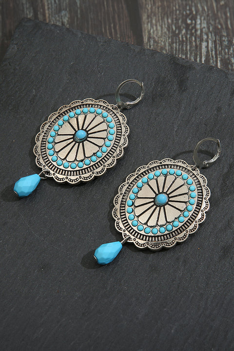 Sea Green Western Retro Turquoise Dangle Earrings