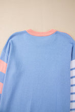 Pale Chestnut Colorblock Striped Drop Shoulder Cozy Sweater