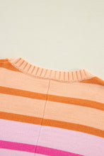 Multicolour Gradient Striped Ribbed Edge Loose Sweater