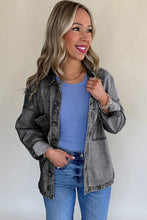 Medium Grey Mineral Wash Patched Pocket Split Denim Jacket