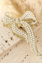 Gold Full Pearl Bow Knot Hair Claw Clip