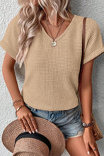 Oatmeal Textured Knit Button Back Cuffed Sleeve Tee