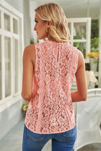 Pink Lace V Neck Tank Top