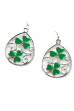 Silvery St. Patrick Clover Hollow Out Drop Earrings