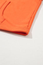 Orange Solid Kangaroo Pocket Half Zipper Oversized Hoodie