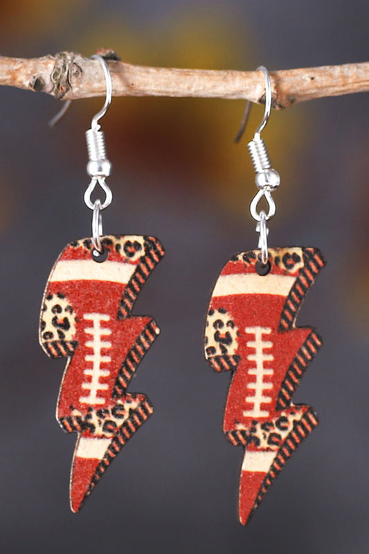 Pendientes con forma de iluminación con estampado de leopardo y rugby multicolor 