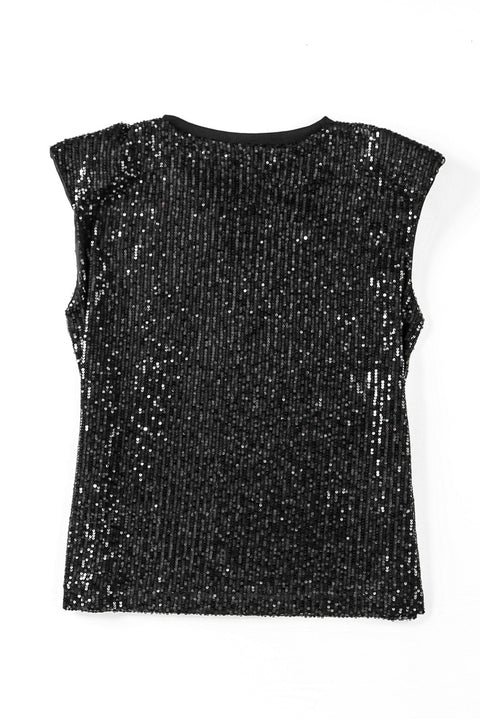 Sequin Round Neck Tank Top